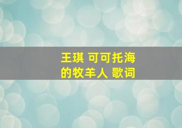 王琪 可可托海的牧羊人 歌词